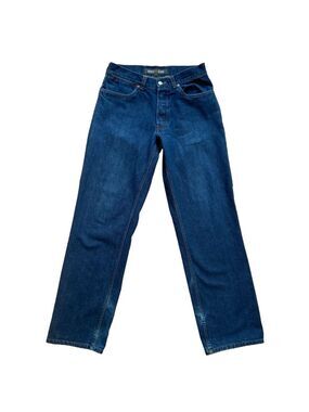 Vintage jeans 90’s button fly blue denim 100% cotton slouchy distressed 31 unise